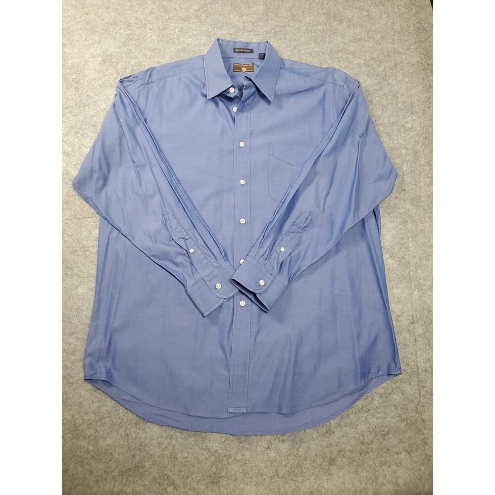 Men's Dark Blue 16.5-34 Button Up Dress Shirt Workwear Office Wear
